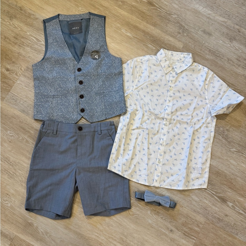 NEXT Boys' Blue Grey Formal Matching Set with Printed Shirt